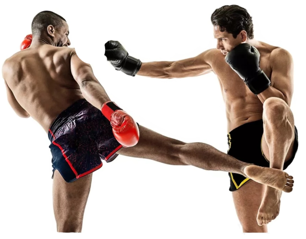 2 Men practicing martial arts techniques together